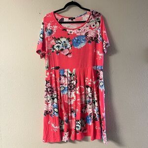 Folunsi - Women’s hot pink floral baby doll dress